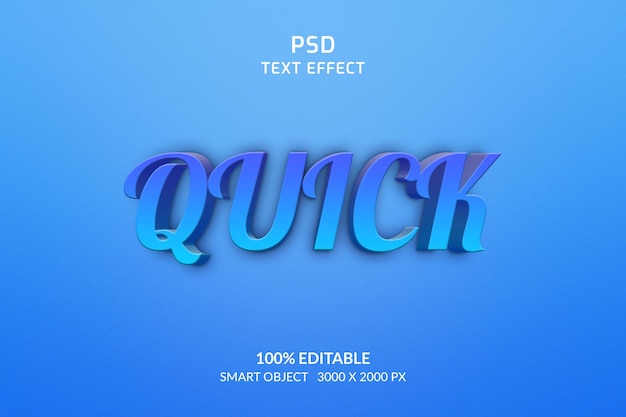 Plantilla psd de efecto de estilo de texto 3d rápido PSD Premium