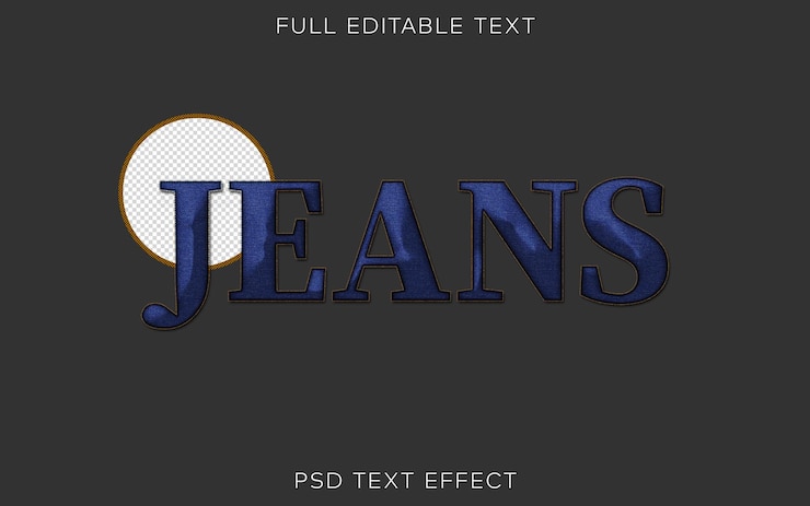 PSD plantilla psd con efecto de estilo de texto de jeans
