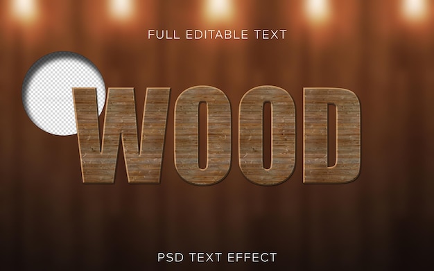 Plantilla PSD con efecto de estilo de texto de madera