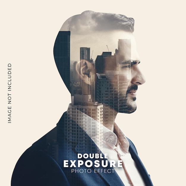 Plantilla psd de efecto de foto de doble exposición
