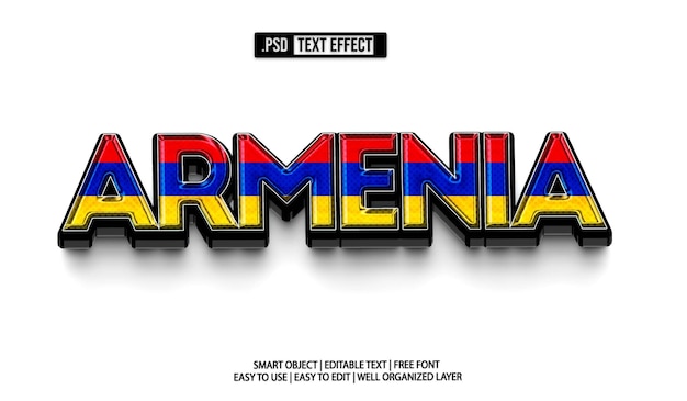 La plantilla de PSD de efecto de texto de Armenia