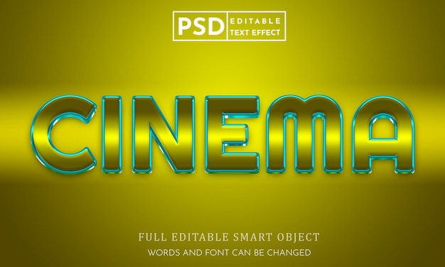 Plantilla psd de efecto de texto editable 3d de cine