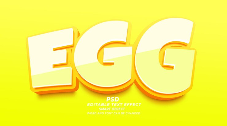 PSD plantilla psd de efecto de texto editable 3d de huevo