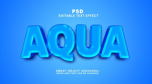 PSD plantilla psd de efecto de texto editable aqua 3d con lindo fondo