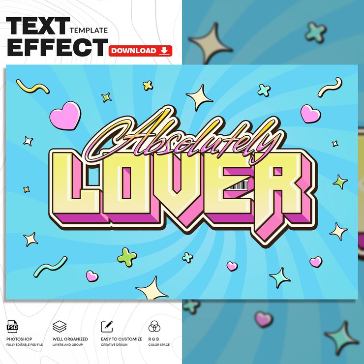 PSD plantilla de psd de efecto de texto de estilo y2k