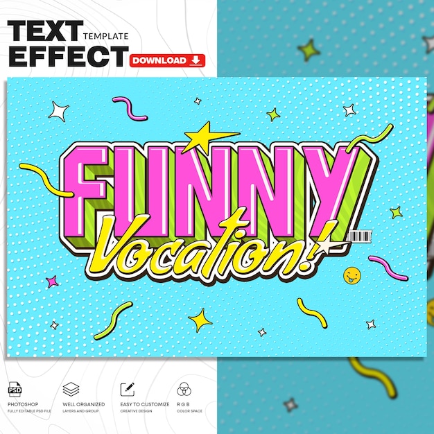 plantilla de PSD de efecto de texto de estilo Y2K