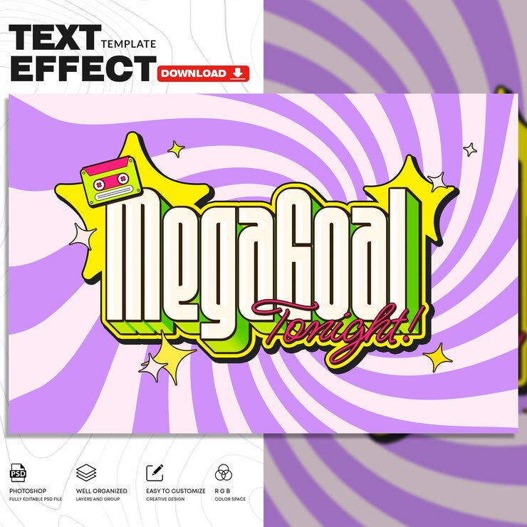 PSD plantilla de psd de efecto de texto de estilo y2k