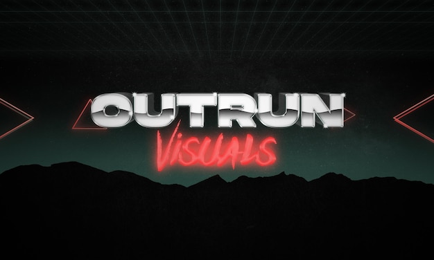 plantilla de PSD de efecto de texto retro vintage en 3D
