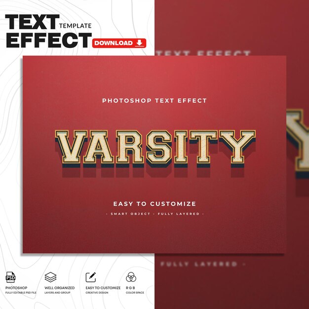 plantilla de PSD de efecto de texto retro