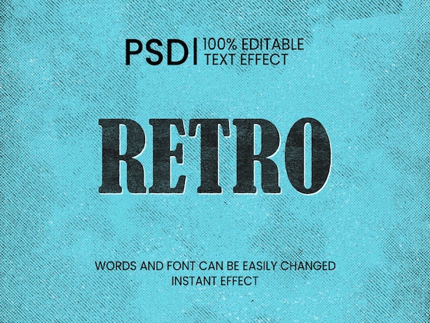 plantilla de PSD de efecto de texto retro