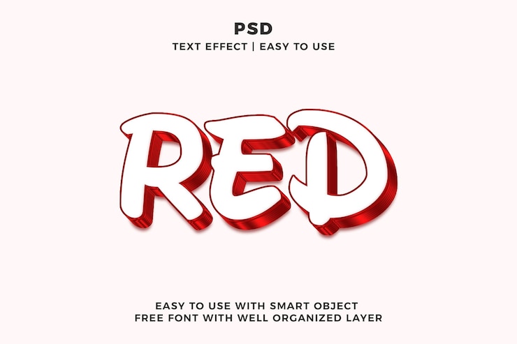 PSD plantilla de psd de efecto de texto rojo