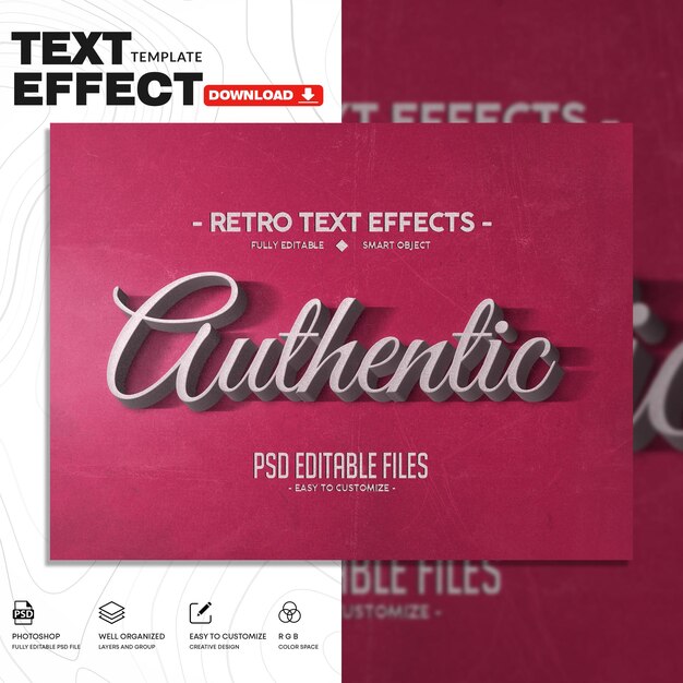 plantilla de PSD de efecto de texto vintage