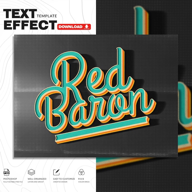 plantilla de PSD de efecto de texto vintage