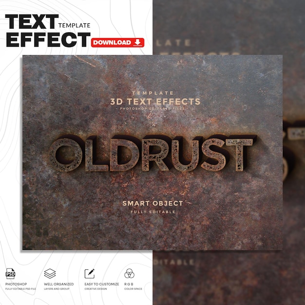 plantilla de PSD para efectos de texto 3D