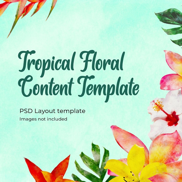 PSD plantilla de psd floral tropical de verano diseño de publicación de viajes tropicales
