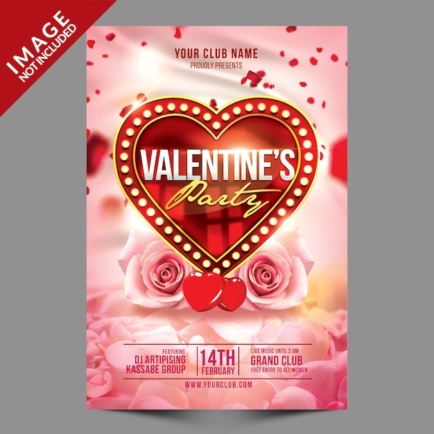 PSD plantilla psd de flyer de fiesta de san valentín