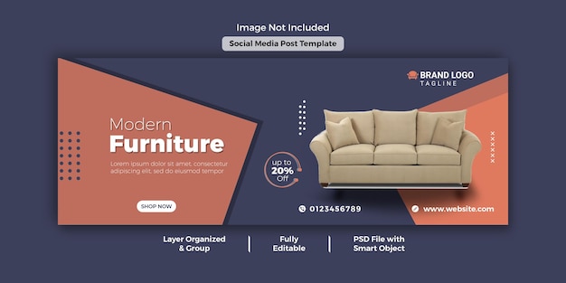 Plantilla PSD de foto de portada de Facebook de venta de muebles