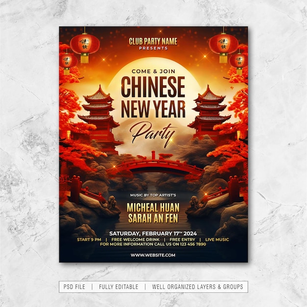 Plantilla psd de instagram para la fiesta del año nuevo chino 2024