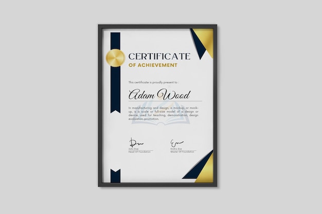 Plantilla PSD de maqueta de certificado