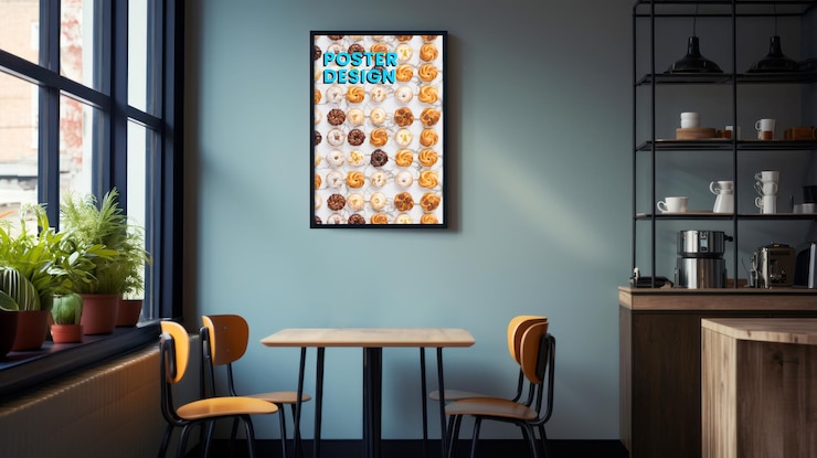 plantilla PSD de maqueta de póster de una cafetería