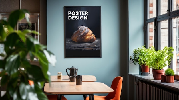 plantilla PSD de maqueta de póster de una cafetería