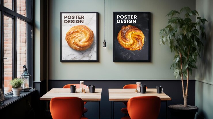 plantilla PSD de maqueta de póster doble de la cafetería