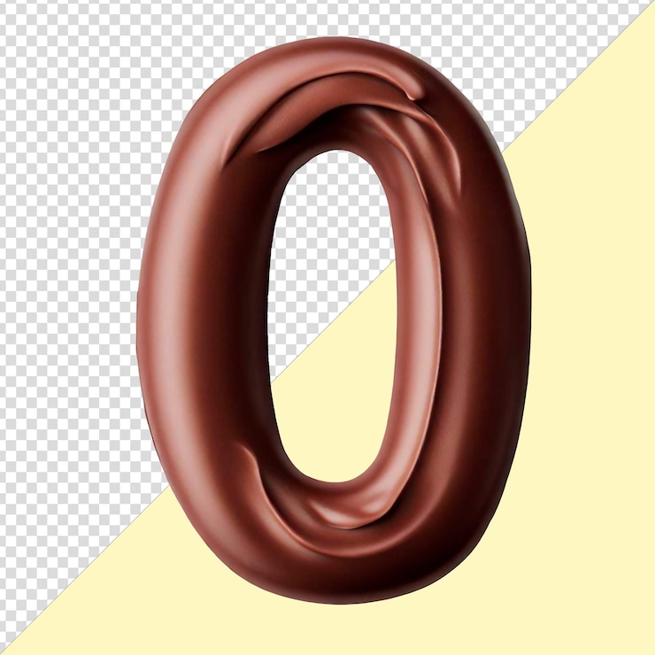 PSD plantilla psd número cero hecha de cacao o chocolate.