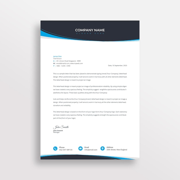 Plantilla psd de papel de carta de la empresa diseño profesional con forma creativa