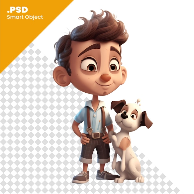 PSD una plantilla de psd de un personaje 3d y un perro