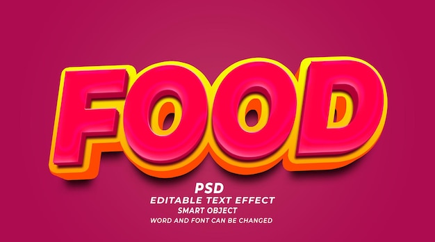 Plantilla PSD de Photoshop con efecto de texto editable en 3D de comida