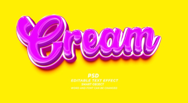 Plantilla PSD de Photoshop con efecto de texto editable en 3d crema