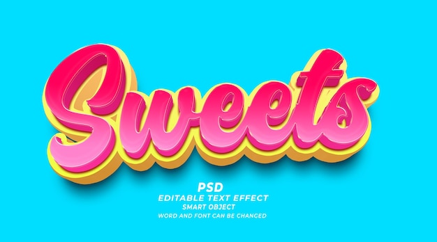 Plantilla psd de photoshop con efecto de texto editable en 3d de dulces