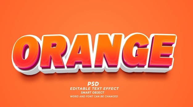 Plantilla psd de photoshop con efecto de texto editable en 3d naranja