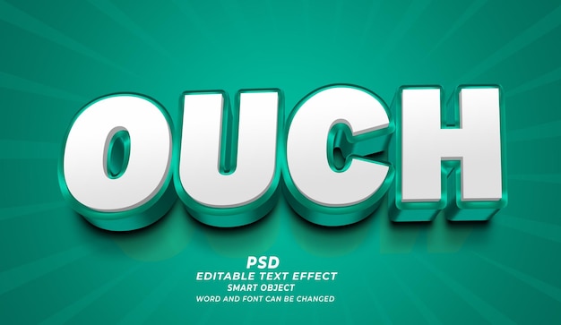 Plantilla PSD de Photoshop con efecto de texto editable en 3d Ouch