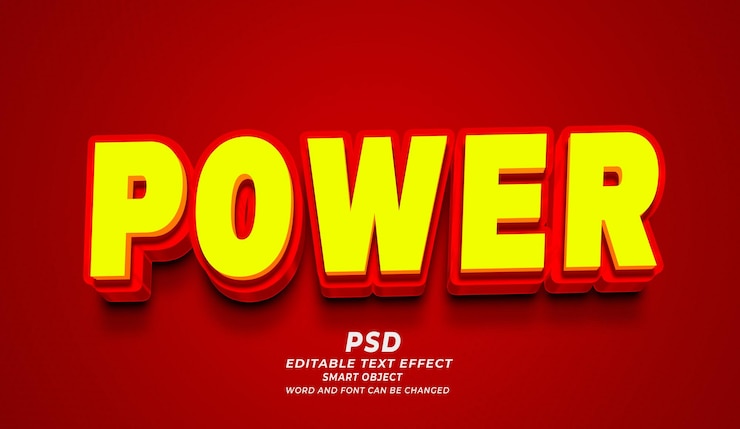 PSD plantilla psd de photoshop con efecto de texto editable 3d de potencia