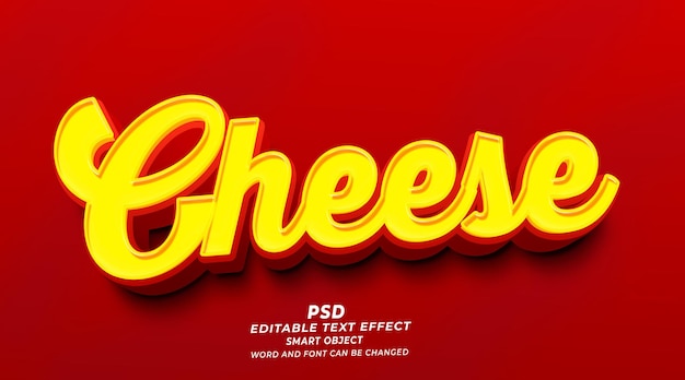 Plantilla PSD de Photoshop con efecto de texto editable en 3d de queso
