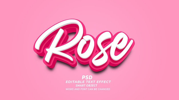 PSD plantilla psd de photoshop con efecto de texto editable rose 3d