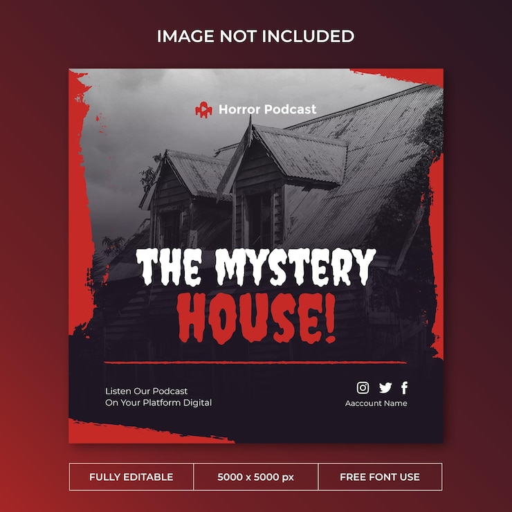PSD plantilla psd de publicación de instagram de podcast de terror
