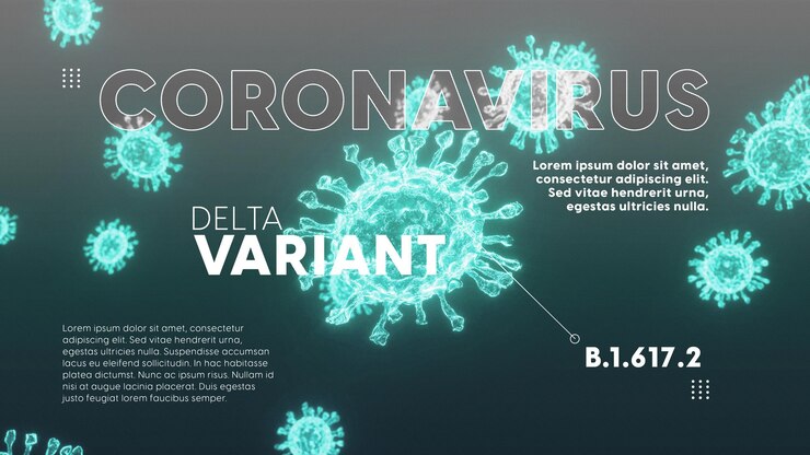 PSD plantilla psd con textos editables y virus 3d para información sobre covid19 y variantes