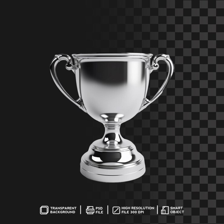Plantilla PSD de trofeo de plata brillante