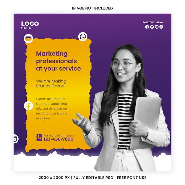 plantilla de publicación de agencias de marketing digital y redes sociales corporativas