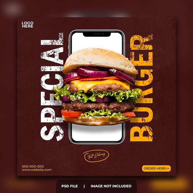 plantilla de publicación de banner de alimentos de PSD en las redes sociales