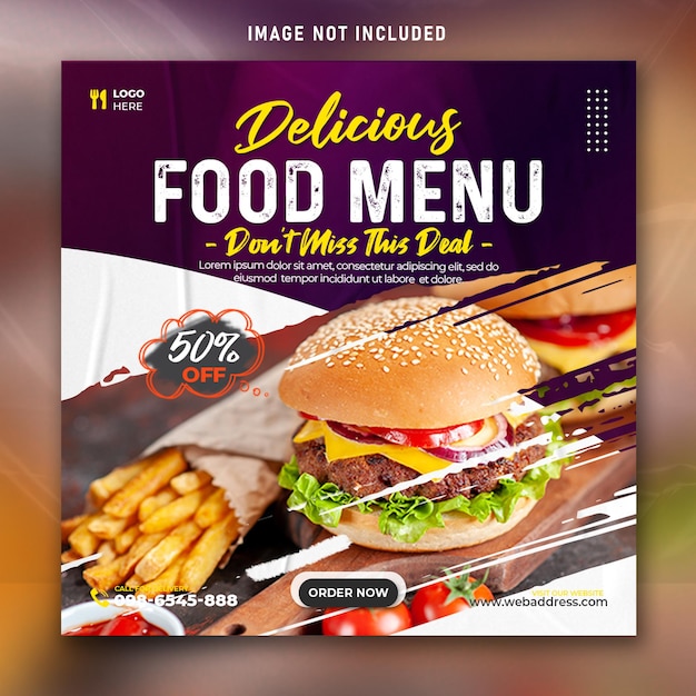 plantilla de publicación de banner de alimentos en las redes sociales