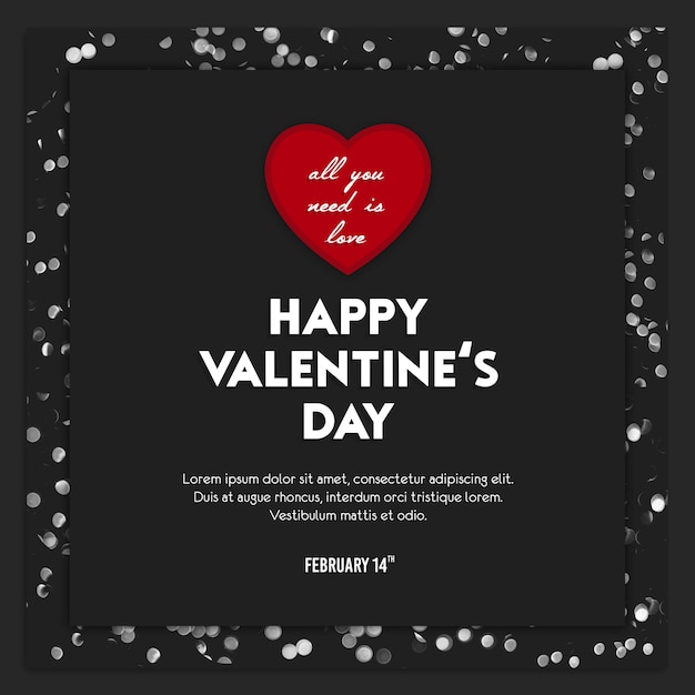 Plantilla de publicación y banner de Instagram del día de San Valentín