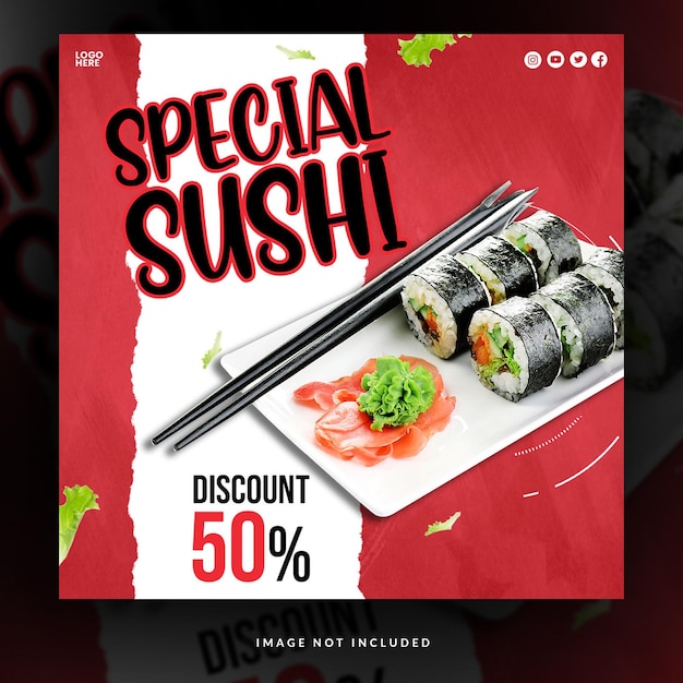 Plantilla de publicación de banner de redes sociales de comida deliciosa