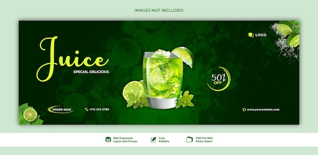 Plantilla de publicación de banner web de redes sociales de agencia de venta de frutas de jugo de banner psd