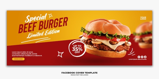 Plantilla de publicación de facebook menú especial de comida rápida hamburguesa
