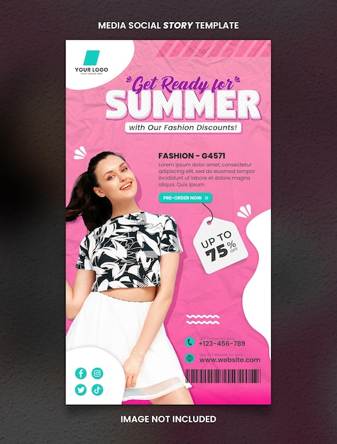 Plantilla de publicación de historia social de medios de venta especial de verano de moda