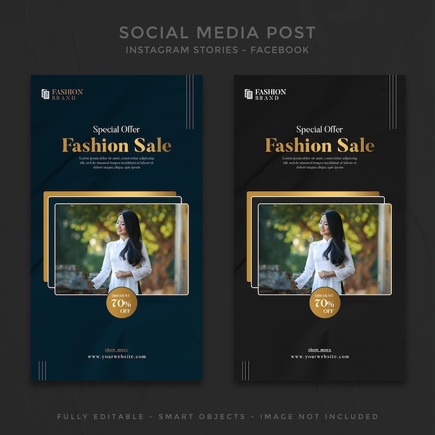 Plantilla de publicación de historias de instagram de redes sociales de marketing de venta de moda