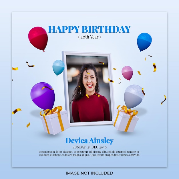 Plantilla de publicación de instagram de banner de celebración de feliz cumpleaños digital